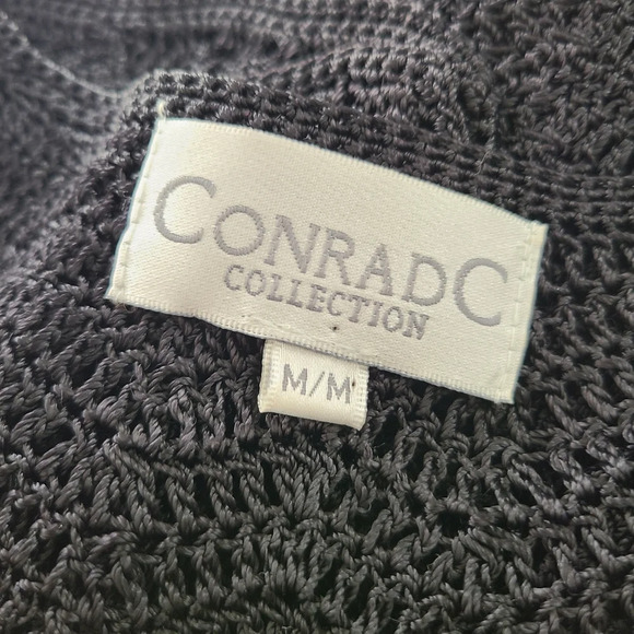 Vintage Conrad C Open Knit Tee Pullover / Black Knit / Tagged Medium - Picture 5 of 7